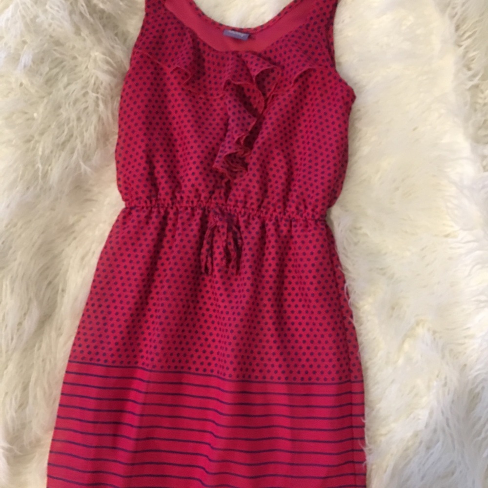 Pink and purple polka dotted dress